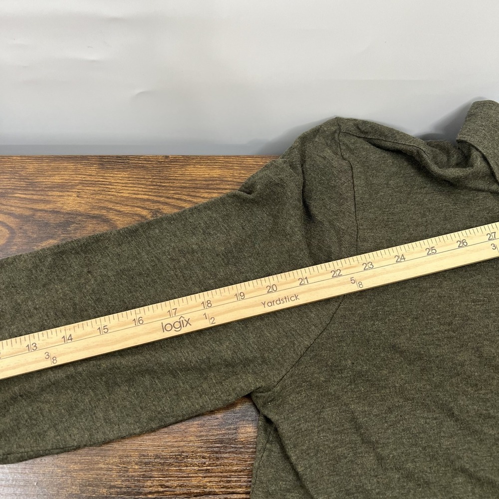 Faherty Long-Sleeve Luxe Heathered Polo Mens L 1/4 Button Olive Green Pocket EUC - Picture 11 of 12